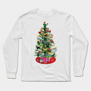 Preppy Dog Christmas Tree Long Sleeve T-Shirt